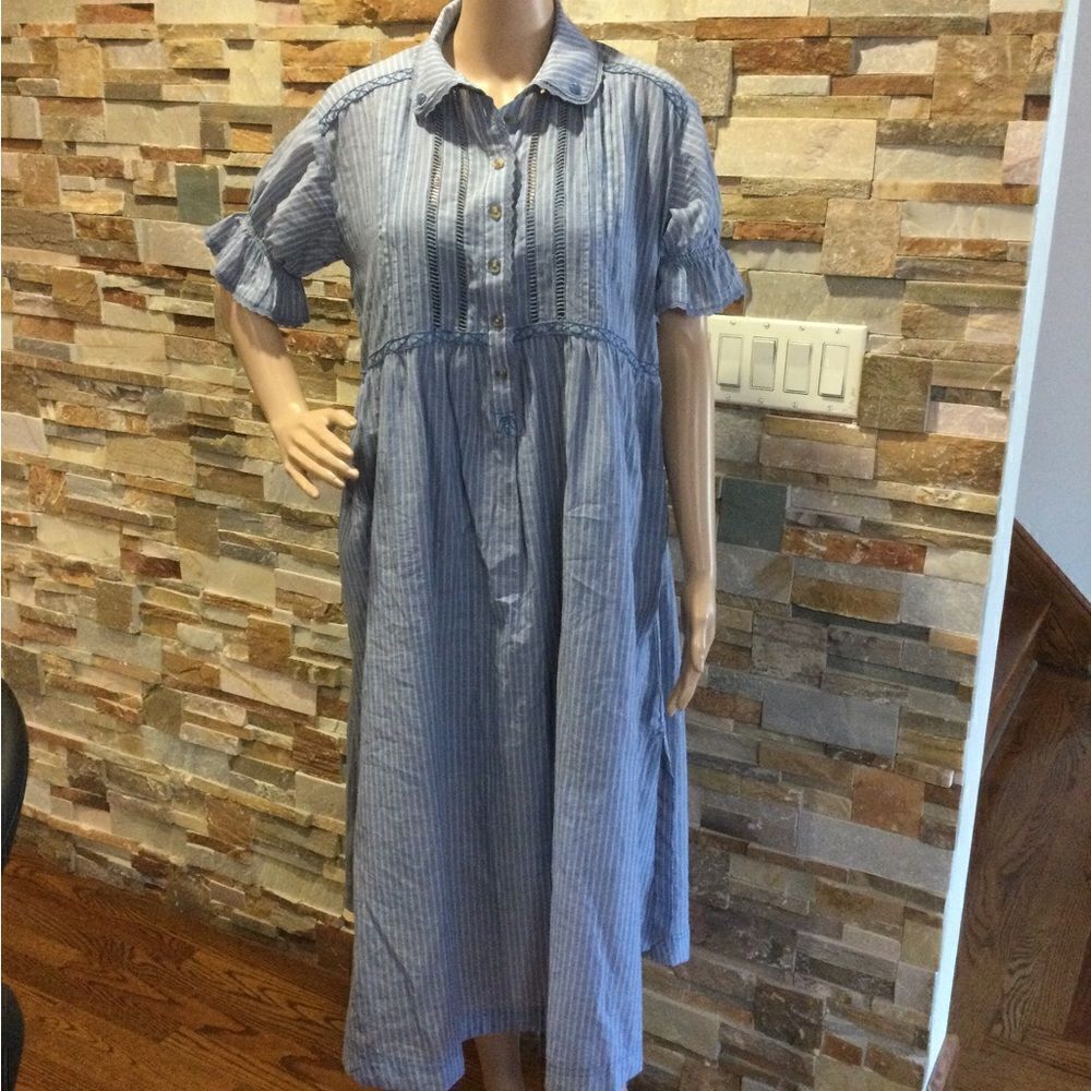 PILCRO Flowy Puff-Sleeve Shirtdress